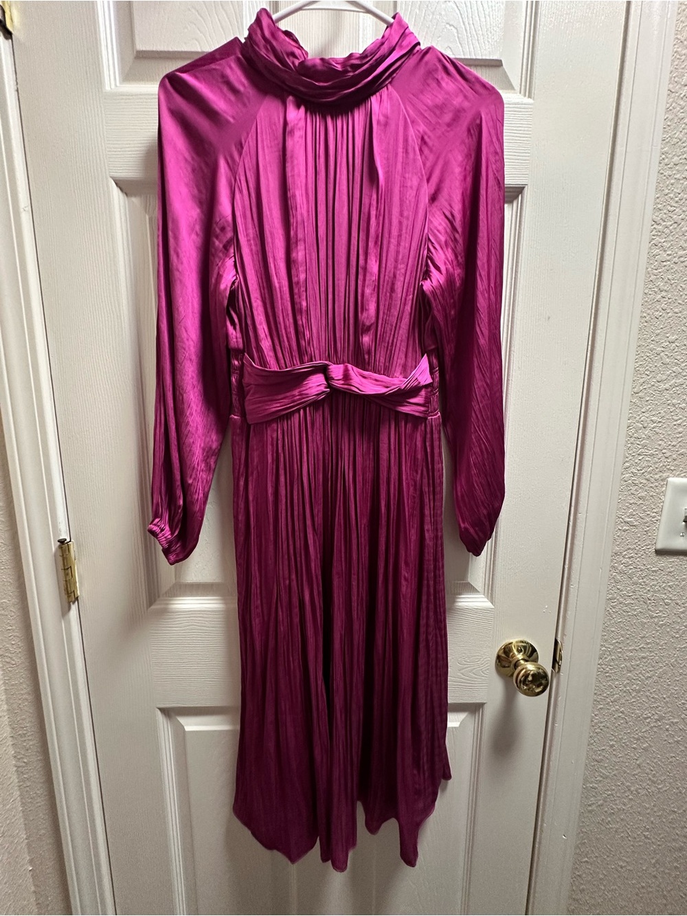 BCBGMaxAzria Magenta Pleated Midi Dress